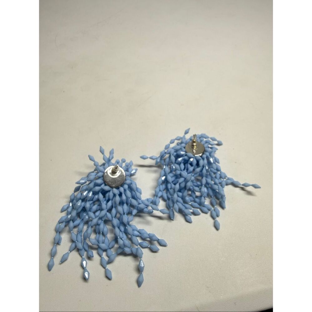NWT Bohemian Elegant Unique Tassel Seed Beed Earrings Blue Sky Chic Style - Picture 5 of 11